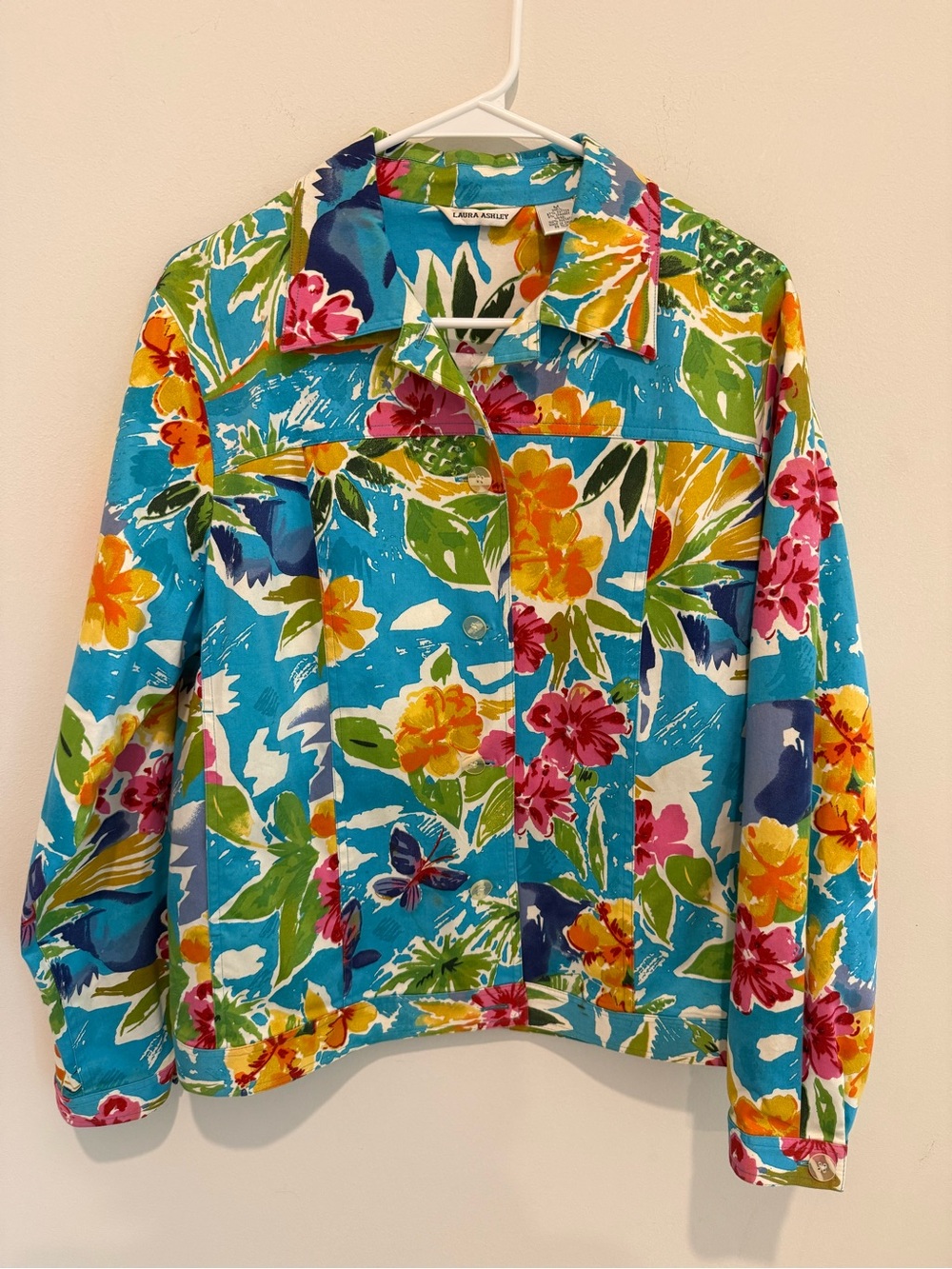 Laura Ashley Bright Turquoise Floral Jean Jacket